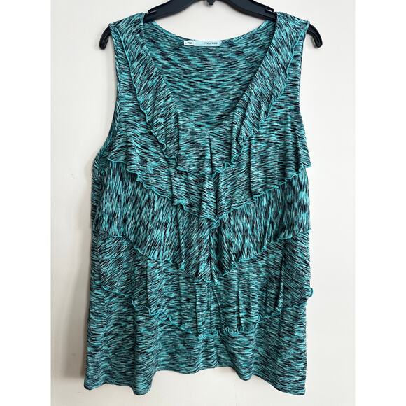 Maurices Tops - Maurices XL Teal Ruffle Layered Tank Top Sleeveless Stretch